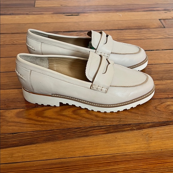 Franco Sarto Preppy Cedra Leather Lug Sole Loafers - Beige/Off-White 8.5 - Picture 5 of 8